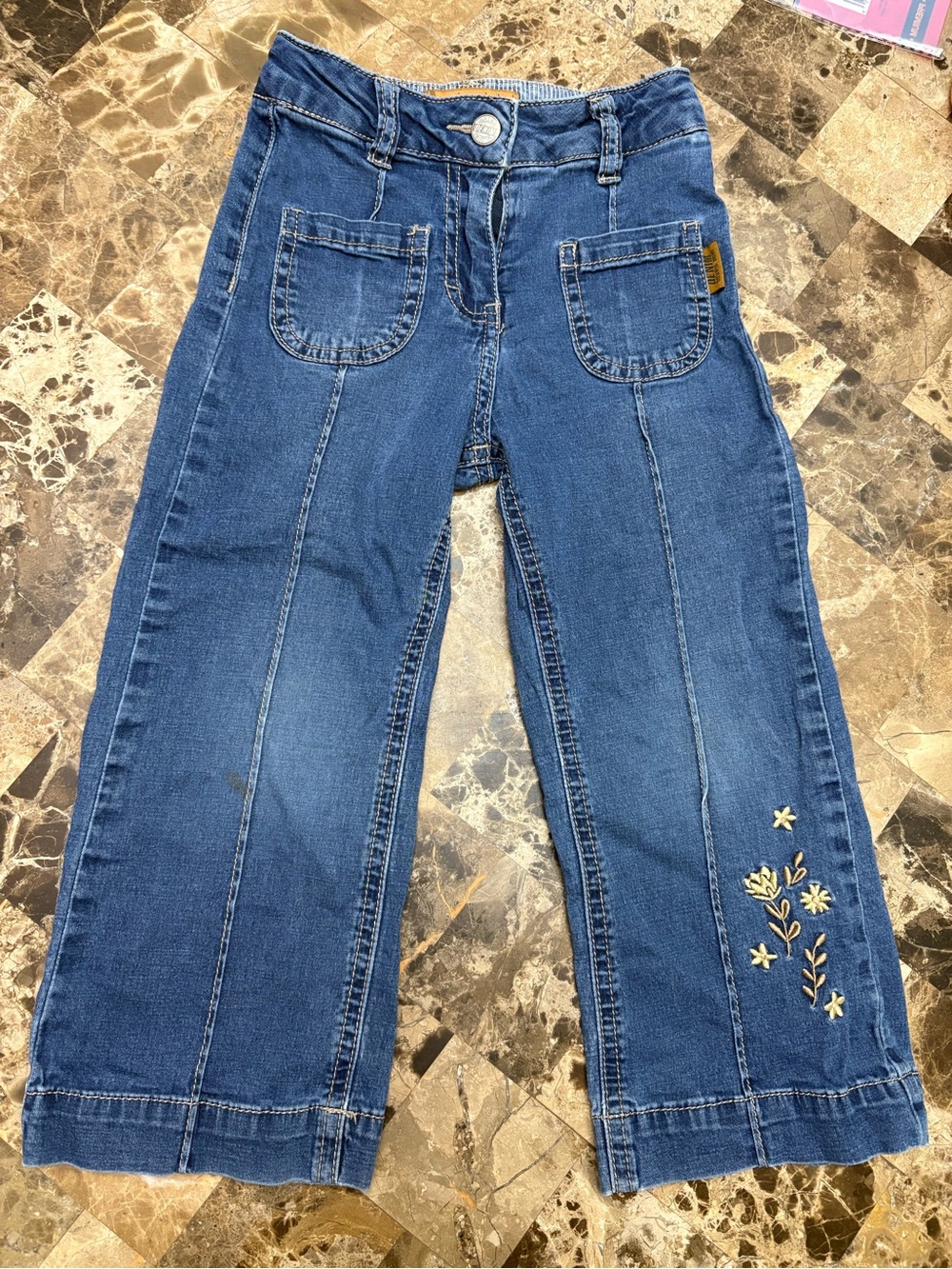 Souris mini Embroidered Straight-Leg Jeans wide leg 3 years